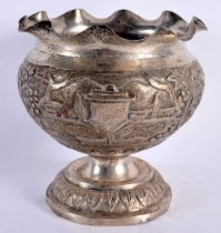 AN INDIAN SILVER REPOUSSE BOWL. 334 grams. 15 cm x 13 cm.