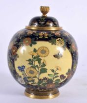 A FINE LATE 19TH CENTURY JAPANESE MEIJI PERIOD CLOISONNE ENAMEL JAR AND COVER by Namikawa