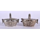 Two Novelty Silver Baskets with Hinged Lids. Hallmarked 925, 3.7cm x 2.8cm x 2.5cm, total weight 37g