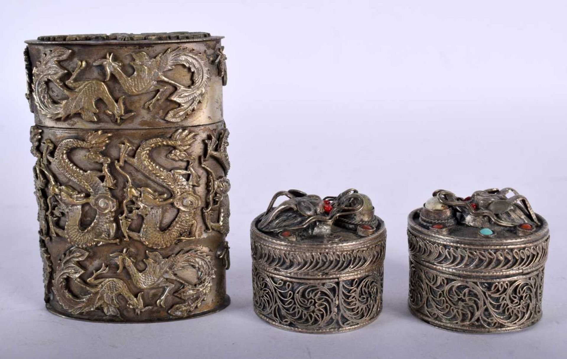 Six Metal and Silver Boxes (incl Cloisonne, Filigree and Lacquer). Largest 11.7cm x 7.8cm x 5cm (6). - Image 4 of 9