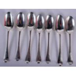 Seven Silver Table Spoons. Hallmarked London, 16cm x 3cm, total weight 238g (7). Good Condition