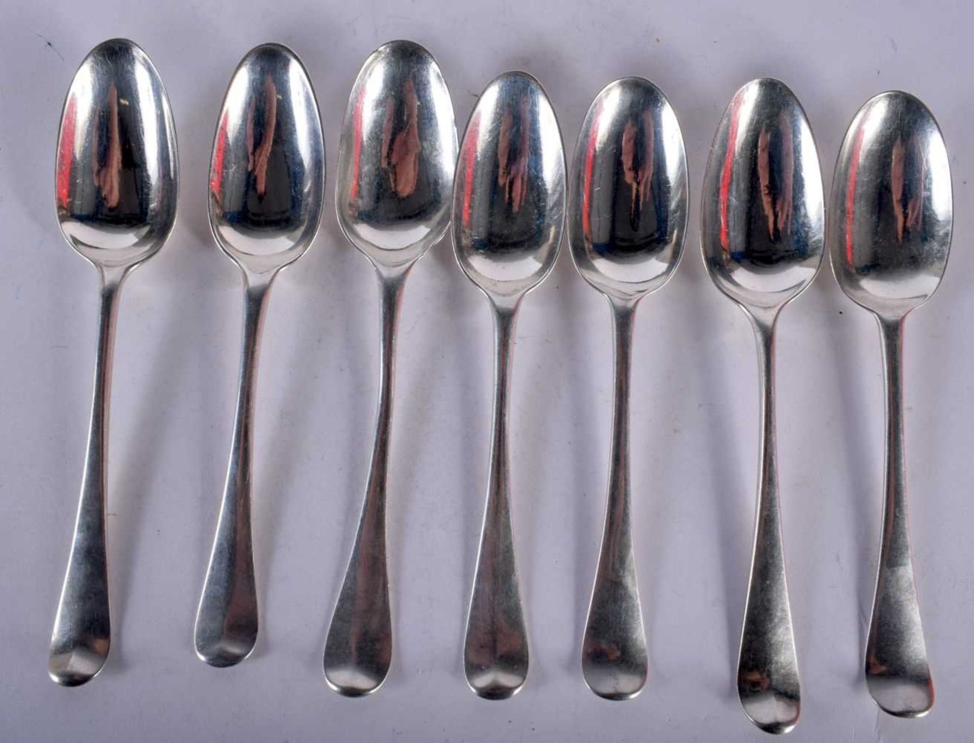 Seven Silver Table Spoons. Hallmarked London, 16cm x 3cm, total weight 238g (7). Good Condition