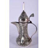 A Continental Silver Middle Eastern Coffee Pot. 20cm x 13cm x 8cm, weight 298g. Dent to rim of pot