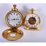 Two Vintage Half Hunter Gold Tone Pocket Watches. Largest 5cm diameter, Working (2). Good Condition