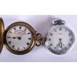 A Liga Brass Cased Pocket Watch together with a Nivrel Pocket Watch. Largest 5.3cm, Working (2).