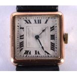 9CT Gold Cased Art Deco 'Tank' Style Wrist Watch Hand-Wind. Dial 2.5cm incl crown Working. Running