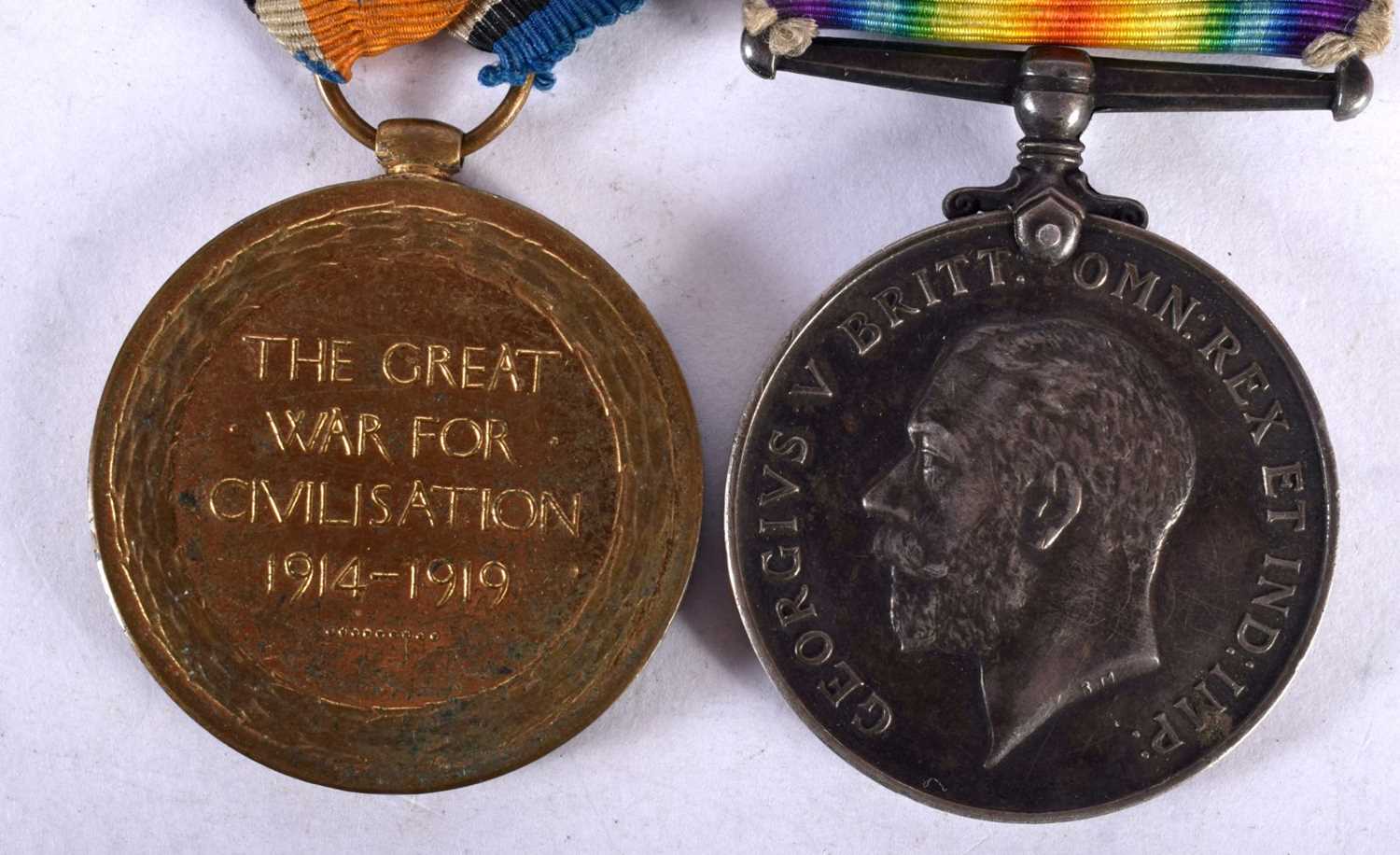 WW1 British War & Victory Medal Pair Named 47766 Pte H Bentley Manchester Regt. Good Condition - Image 3 of 3