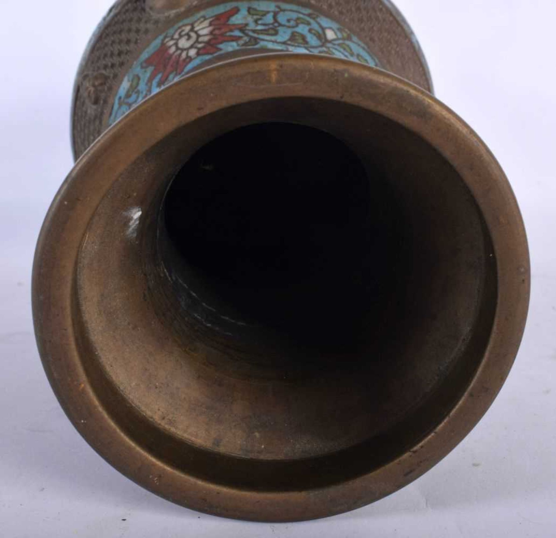 A Bronze Japanese Cloisonne Vase together with an Antique Japanese Lacquerware Letter Holder W/ - Image 4 of 9