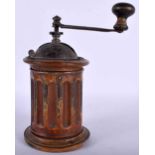 A Wooden and Base Metal Coffee Grinder. 20cm x 10cm. Heavy wear