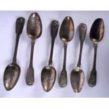 Six Georgian Silver Teaspoons. Hallmarked London 1817, 14cm x 3cm, total weight 138g (6). Tarnished