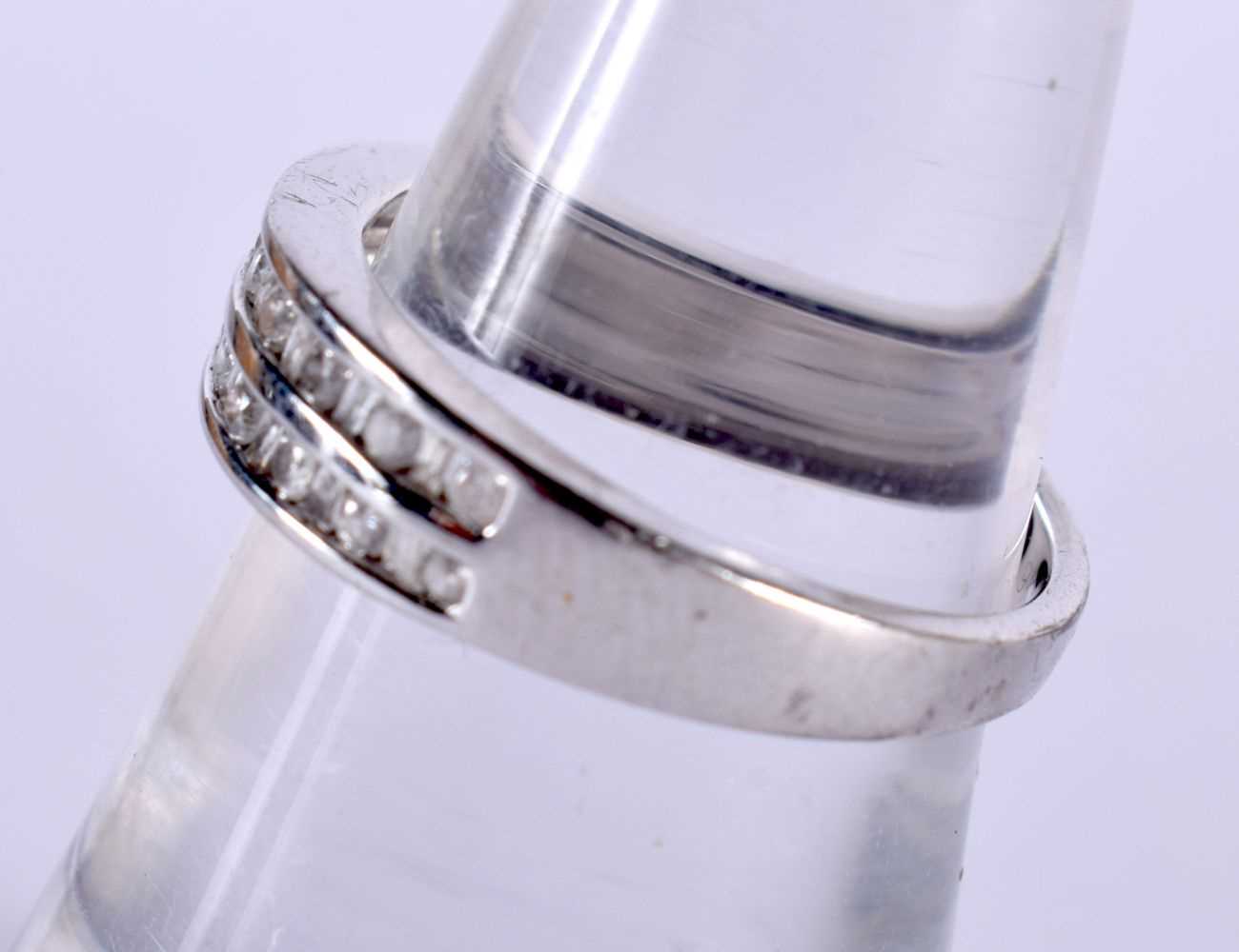 9ct White Gold Diamond Multi-Row Half Eternity Ring. Size O, weight 2.5g. Good Condition - Image 2 of 4