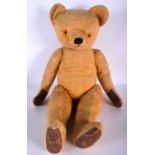 Vintage Large Size Straw - Filled Jointed Teddy Bear. 75cm x 35cm. Play worn with repair to neck