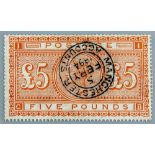 AN 1882 œ5 ORANGE superb "Manchester Accounts" stamp, anchor watermark (viewing recommended) (Est.