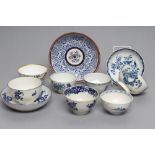 A COLLECTION OF ENGLISH PORCELAIN, 18th century, including a Worcester Mansfield pattern small