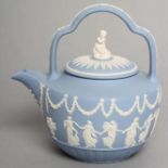A WEDGWOOD BLUE JASPER RUM KETTLE, 1993(?), after an 18th century original, No.97 of a limited