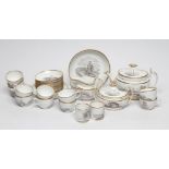 A SPODE PORCELAIN PART TEA AND COFFEE SERVICE, c.1800, bat printed with pattern No.1922, with