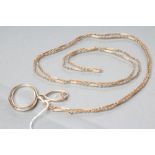 A 9CT GOLD GUARD CHAIN, the open fixed oblong links with rope twist links spacers, Birmingham