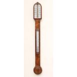 A BURR WALNUT BAROMETER by R & J Beck, London,19th century, with thermometer and opaque glass