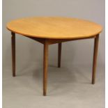 W. J. CLOUSEN FOR BRANDE MOBELFABRIK DENMARK, A TEAK EXTENDING DINING TABLE of D end form with two