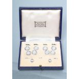 A GENTLEMAN'S DRESS SET, stamped 9ct, maker Cropp & Farr, comprising a pair of cufflinks, four