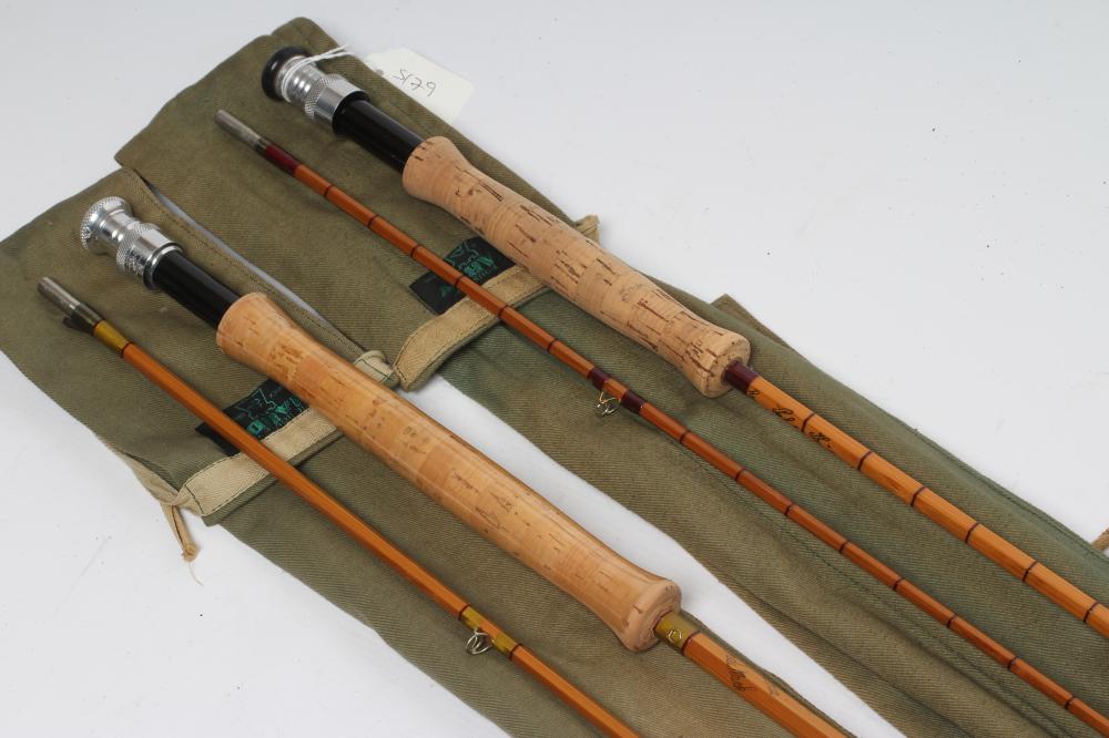 TWO HARDY SPLIT CANE TROUT FISHING RODS, comprising one "The Pope" #7 2pc rod, with full wells