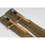 TWO HARDY SPLIT CANE TROUT FISHING RODS, comprising one "The Pope" #7 2pc rod, with full wells