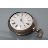 A VICTORIAN SILVER PAIR CASED POCKET WATCH, the white dial with black Roman numerals, the verge