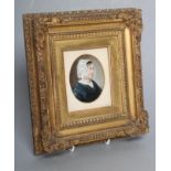 ENGLISH SCHOOL, mid 19th century, Portrait of Penelope Eyre, nee Phipps, oval miniature on ivory,