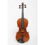 A GERMAN VIOLIN, c.1895, made for Campbell & Co. Glasgow, with two piece back, notched sound holes