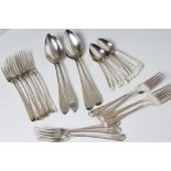 A COLLECTION OF SILVER FLATWARE comprising twelve teaspoons, maker's mark AM&C, Edinburgh 1837,