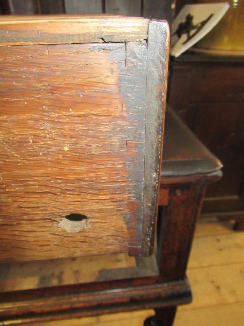 A GEORGIAN OAK LOW DRESSER, mid 18th century, the moulded edged top with raised plate stand, three - Image 18 of 25