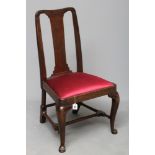 AN EARLY GEORGIAN SIDE CHAIR, second quarter 18th century, the tapering back with solid splat and