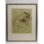 ANN CARR (1927-2020) "Model Resting", charcoal drawing, unsigned, label to reverse, 24" x 19 1/2"