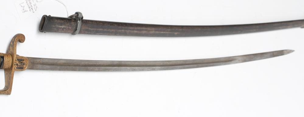 A GERMAN THIRD REICH ARMY OFFICER'S SWORD with 32 1/2" curved blade, brass hilt, with oak leaf - Bild 4 aus 5