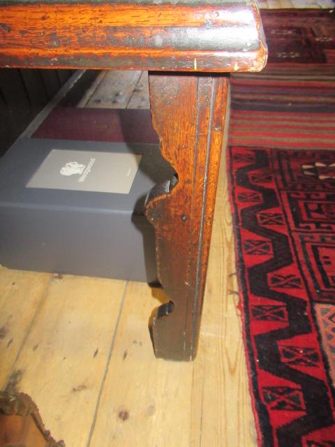 A GEORGIAN OAK LOW DRESSER, mid 18th century, the moulded edged top with raised plate stand, three - Image 6 of 25