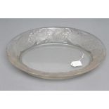 A LALIQUE CLEAR AND FROSTED GLASS "FAISAN" PATTERN OVAL TRAY, engraved script Lalique, France, 17"