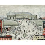 LAURENCE STEPHEN LOWRY (1887-1976) "Station Approach", lithograph, limited edition with blind stamp,