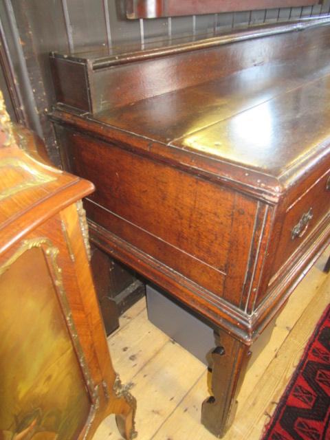 A GEORGIAN OAK LOW DRESSER, mid 18th century, the moulded edged top with raised plate stand, three - Image 8 of 25