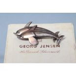 A GEORG JENSEN SILVER HAWAII DOLPHIN BROOCH, stamped Sterling, designed by Arno Malinowski, No.