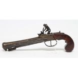 A FLINTLOCK BLUNDERBUSS PISTOL BY WHITE, LONDON with 7 1/4" flared barrel, signed action, side
