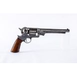 A STARR ARMS PERCUSSION REVOLVER with 8" rifled barrel, front blade sight, rear groove sight on