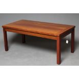 A DANISH FORMOSA TEAK COFFEE TABLE, mid 20th century, the oblong top and plain frieze raised on four