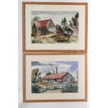 COLUM ROBERT GORE-BOOTH (1913-1959) "Essex" and "The Long Barn", a pair, watercolour and pen,