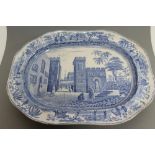 A SPODE EARTHENWARE CARAMANIAN MEAT PLATE, early 19th century, of lobed canted oblong form and