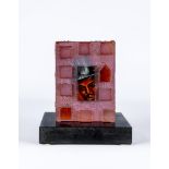 BERTIL VALLIEN FOR KOSTA BODA, "Cube in The Box", a solid oblong glass sculpture, the fascia with