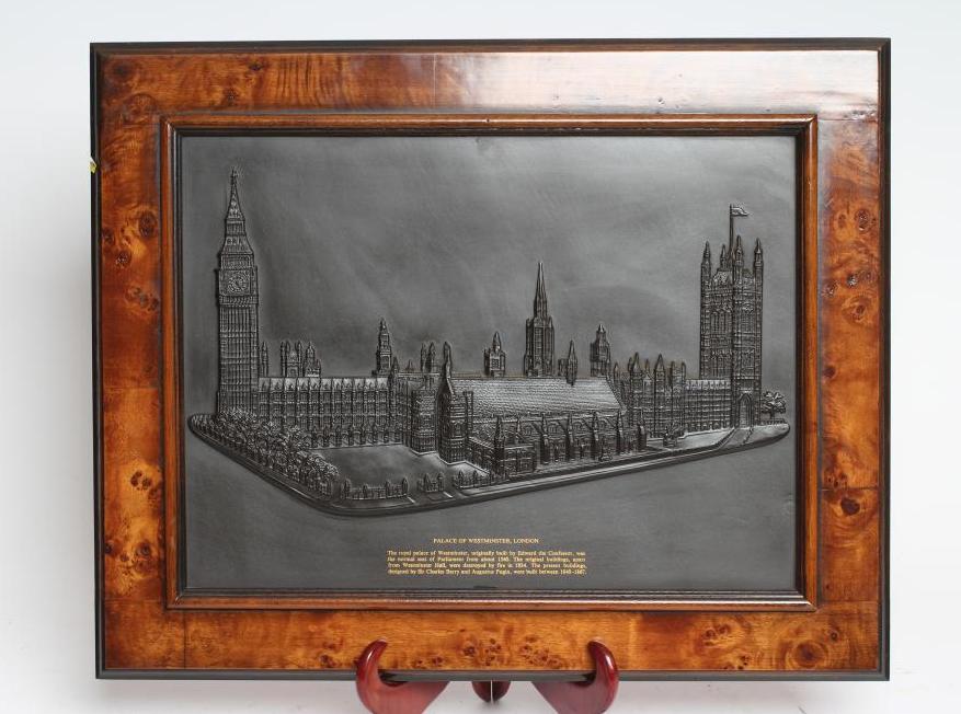 A WEDGWOOD BLACK BASALT PALACE OF WESTMINSTER PLAQUE, modern, No.42 of a limited edition of 250,