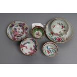 A COLLECTION OF BATAVIAN FAMILLE ROSE PORCELAIN, comprising a teabowl and saucer painted with a