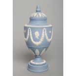 A WEDGWOOD BLUE JASPER WINDSOR VASE AND COVER, 1992, to commemorate the 40th Anniversary of the