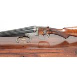 A HUNTER & SONS SIDE BY SIDE 12 BORE SHOTGUN converted from a large bore rifle, the 28 1/4"