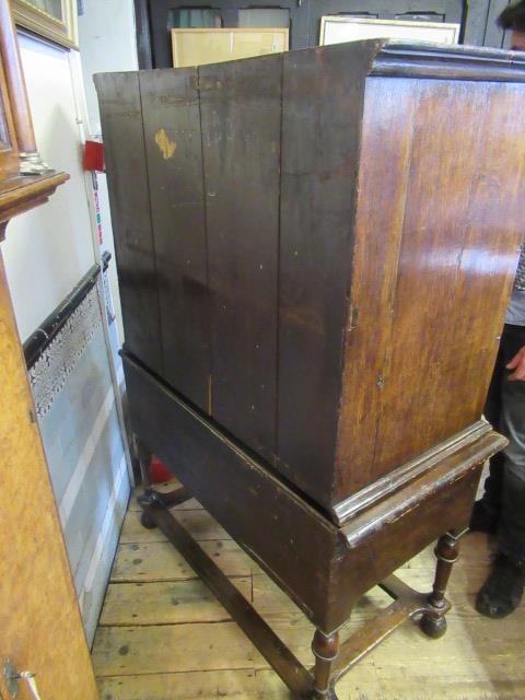 A GEORGIAN WALNUT AND BANDED CHEST ON STAND, second quarter 18th century, the moulded cornice over - Image 18 of 30